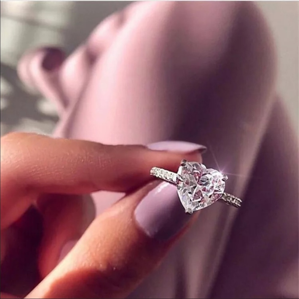 New 925 Silver Heart 3ct Cubic Zirconia - Picture 2 of 4